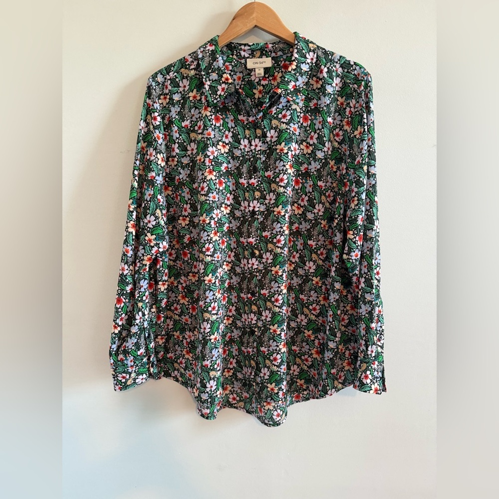 Floral Green Button Down Shirt